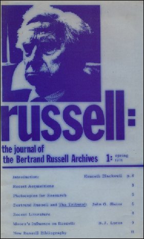 ラッセル文書館報創刊号の表紙画像